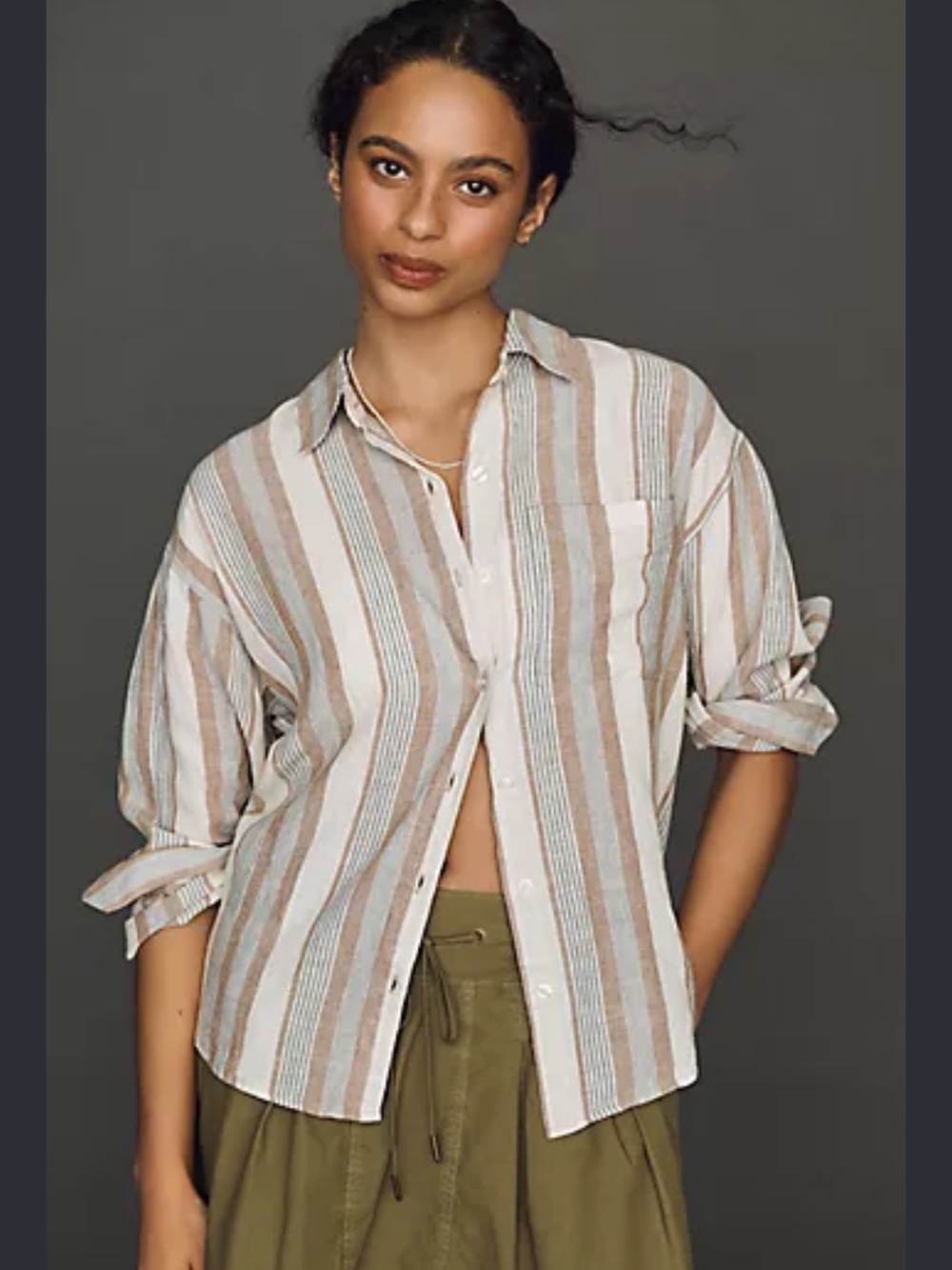Anthropologie Z Supply The Perfect Linen Striped Top